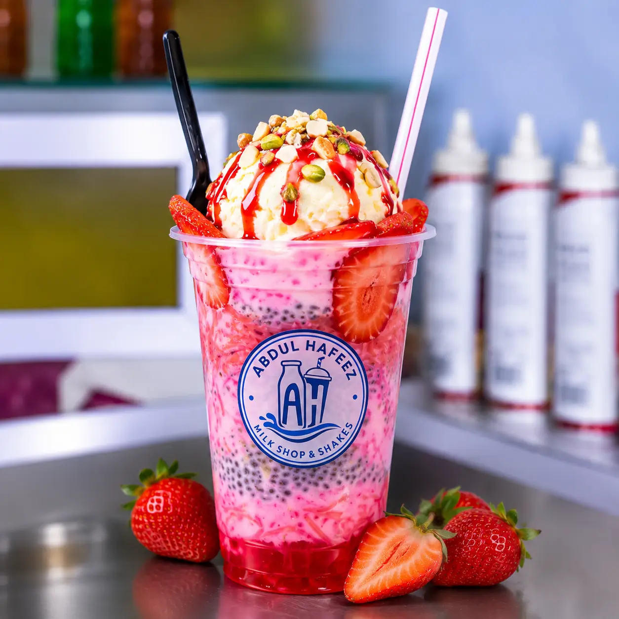 Strawberry Falooda (Glass)